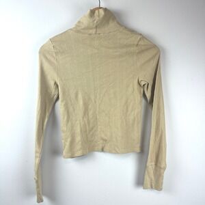 NWT Aerie Tan Crop Mock Neck Top Small